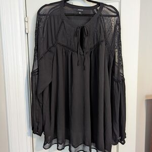 Black Sheer Lace Blouse